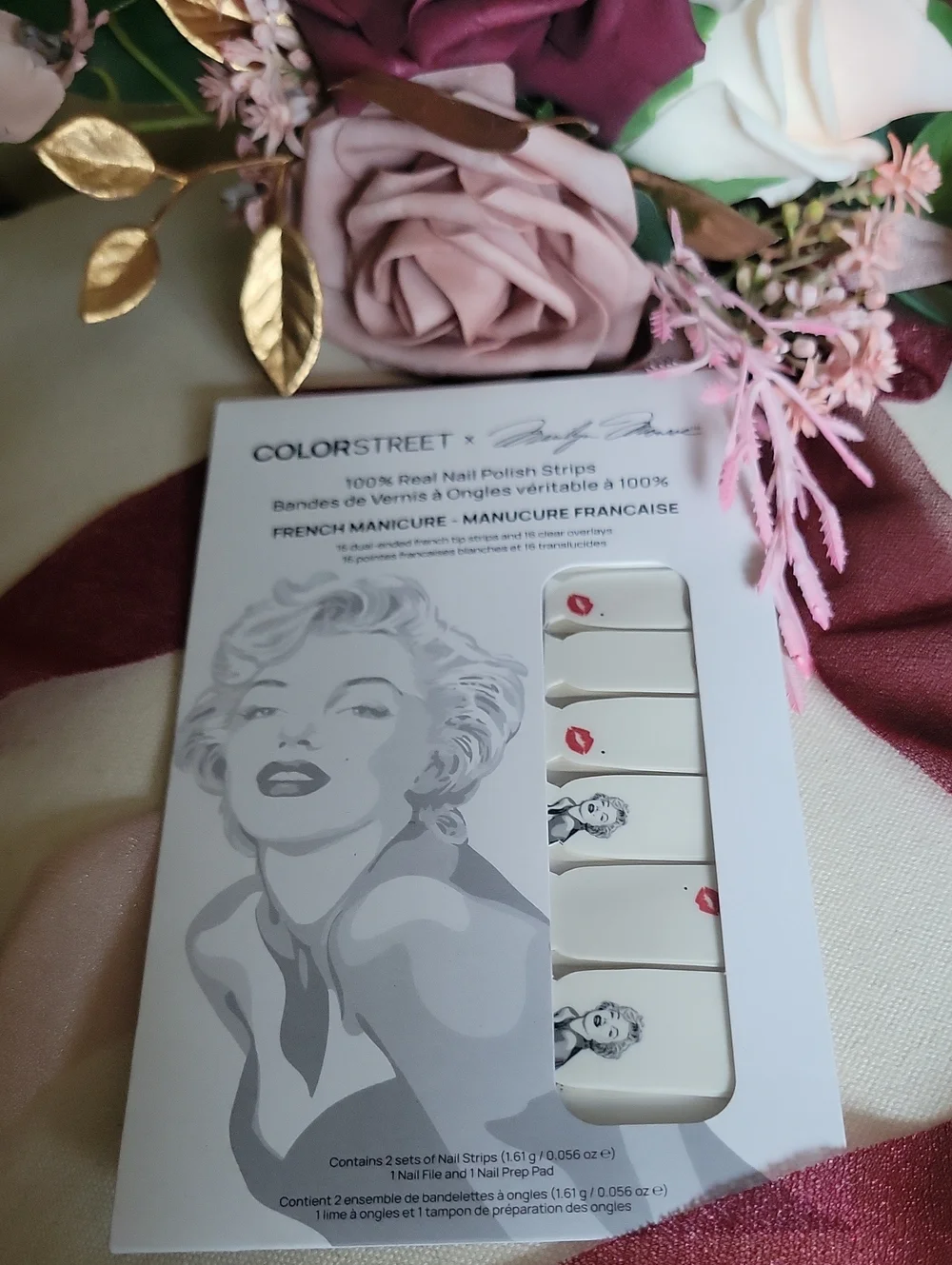 Color Street French Manicure Nail Polish Strips. White with Marilyn Monroe Image